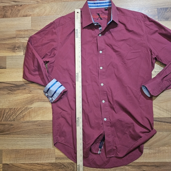 Robert Graham X Shirt Men's Medium Long Sleeve Button Up Flip Up Cuffs Red - Picture 8 of 9